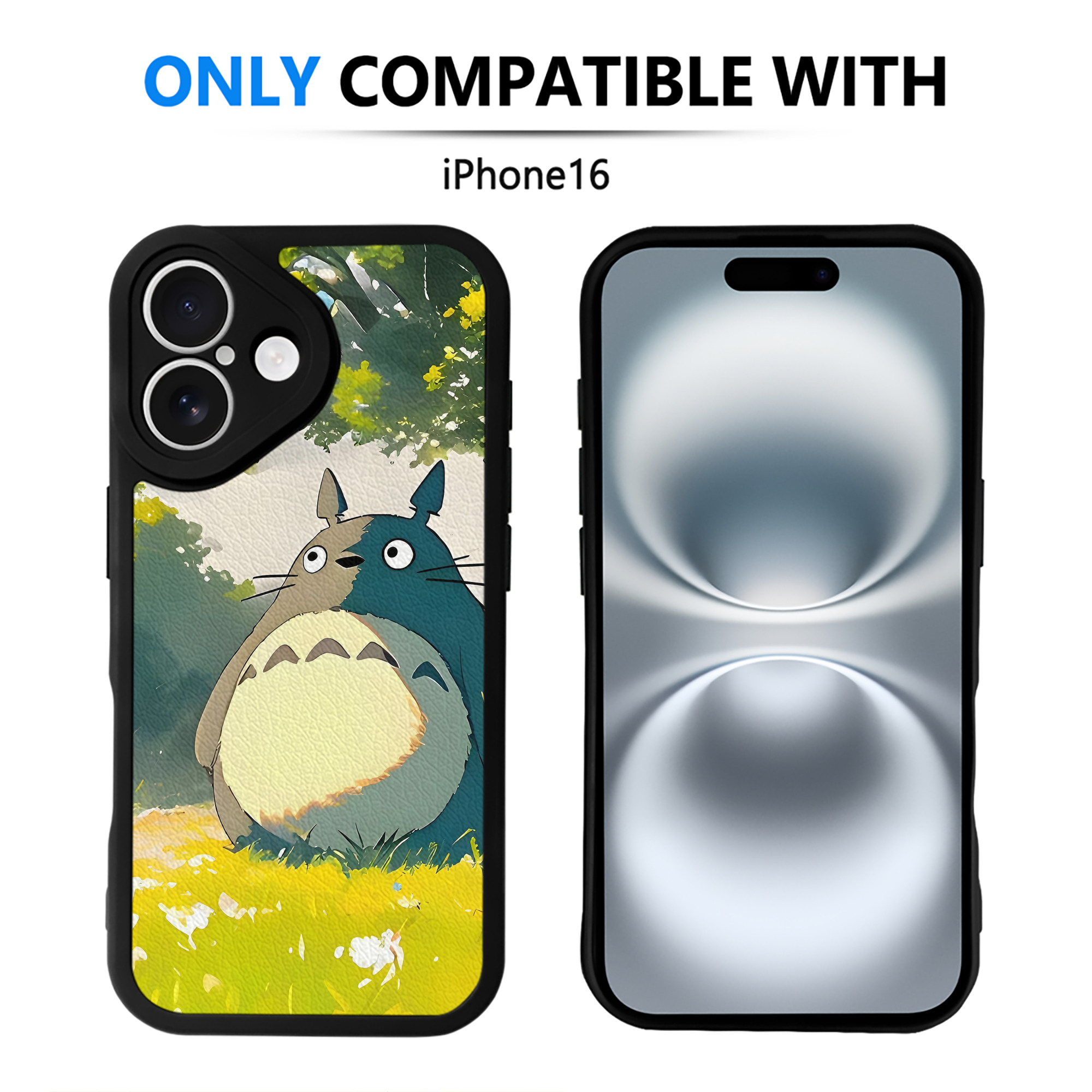 （画像用） となりのトトロ 草壁メイ 草壁サツキ My Neighbor Totoro Satsuki Kusakabe Mei Kusakabe 【iPhone 16シリーズ対応】シリコンスマホケース（レザー調） 材質：シリコン
